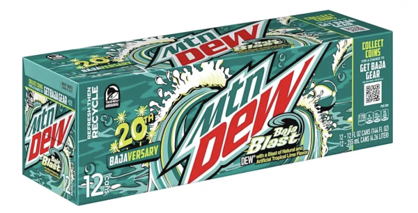 Mtn Dew Baja Blast 12 packs only $4.00 at Dollar General